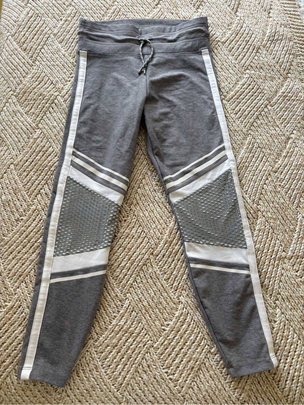 *2 for $50* Lorna Jane Women's Gray Athletic Leggings with White Side Stripes